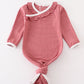 Red stripe ruffle baby 2pc gown