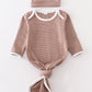 Maroon stripe 2pc baby gown