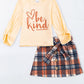 Beige "be kind" plaid skirt set