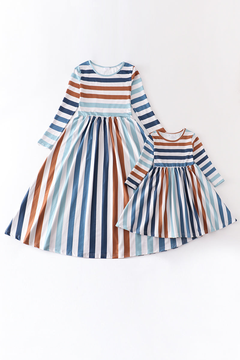Stripe print girl dress mommy & me