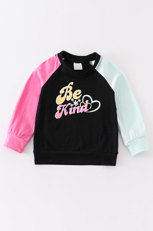 Pink color block "Be Kind" girl top