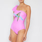 Marina West Swim Vacay Mode One Shoulder Swimsuit in Carnation Pink