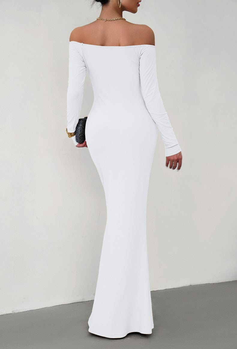 Off-Shoulder Long Sleeve Maxi Dress