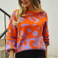 Leopard Round Neck Dropped Shoulder Sweater