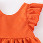 Orange suede ruffle girls dress