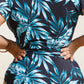 Plus Size Botanical Print Zip-Up One-Piece Swimsuit