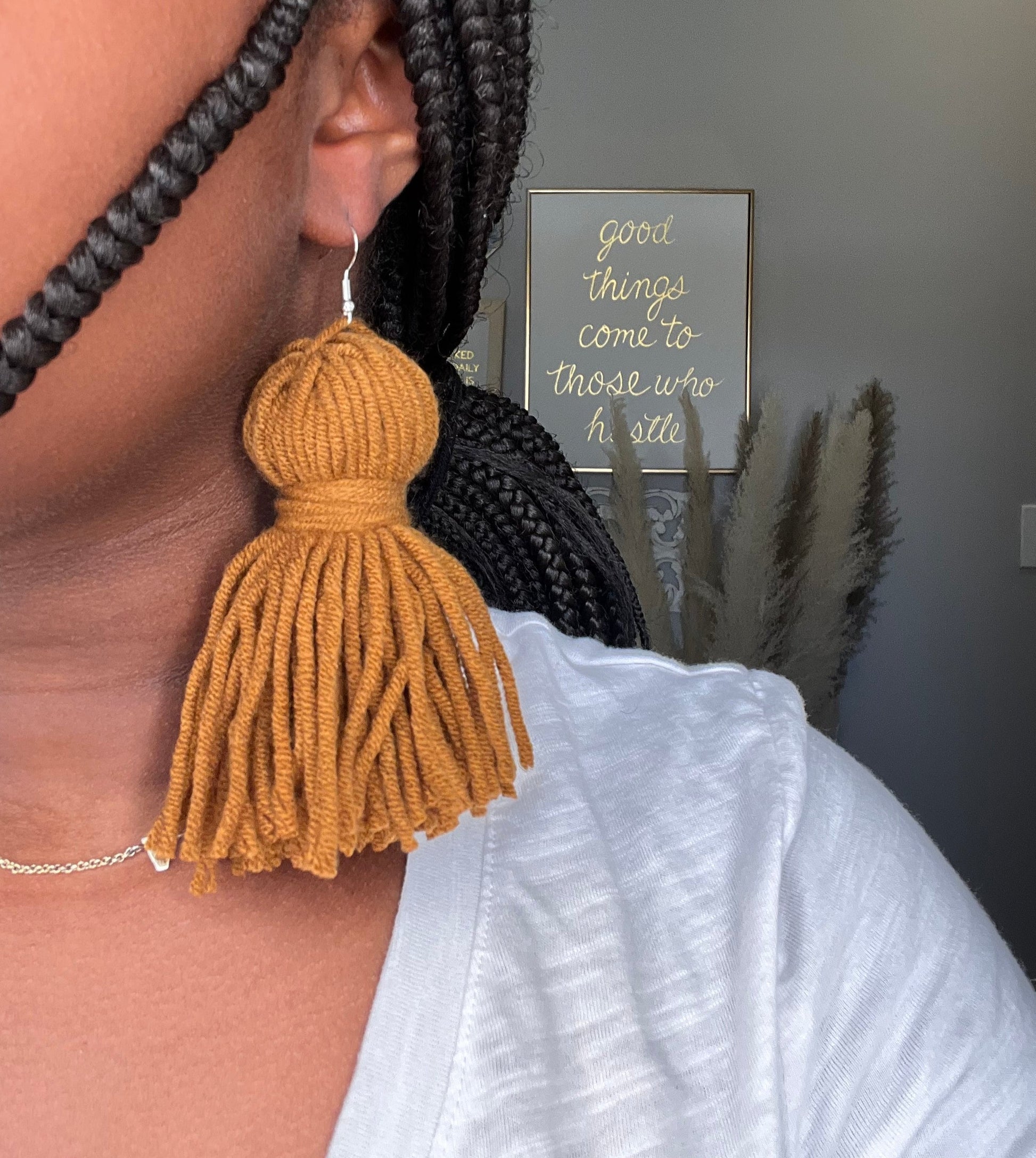 Brown Thick Chandelier Earrings