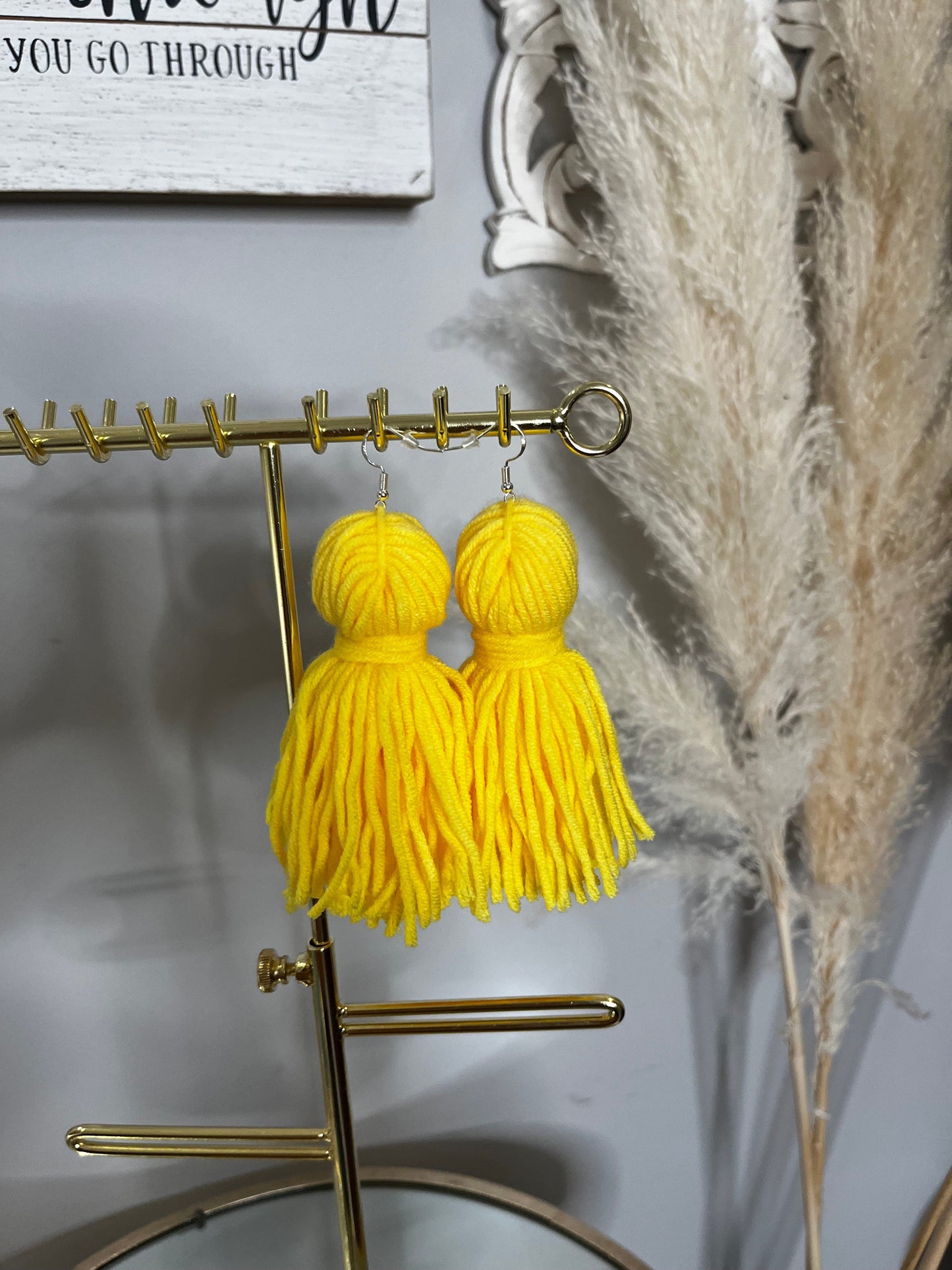 Yellow Thick Tassel Earrings