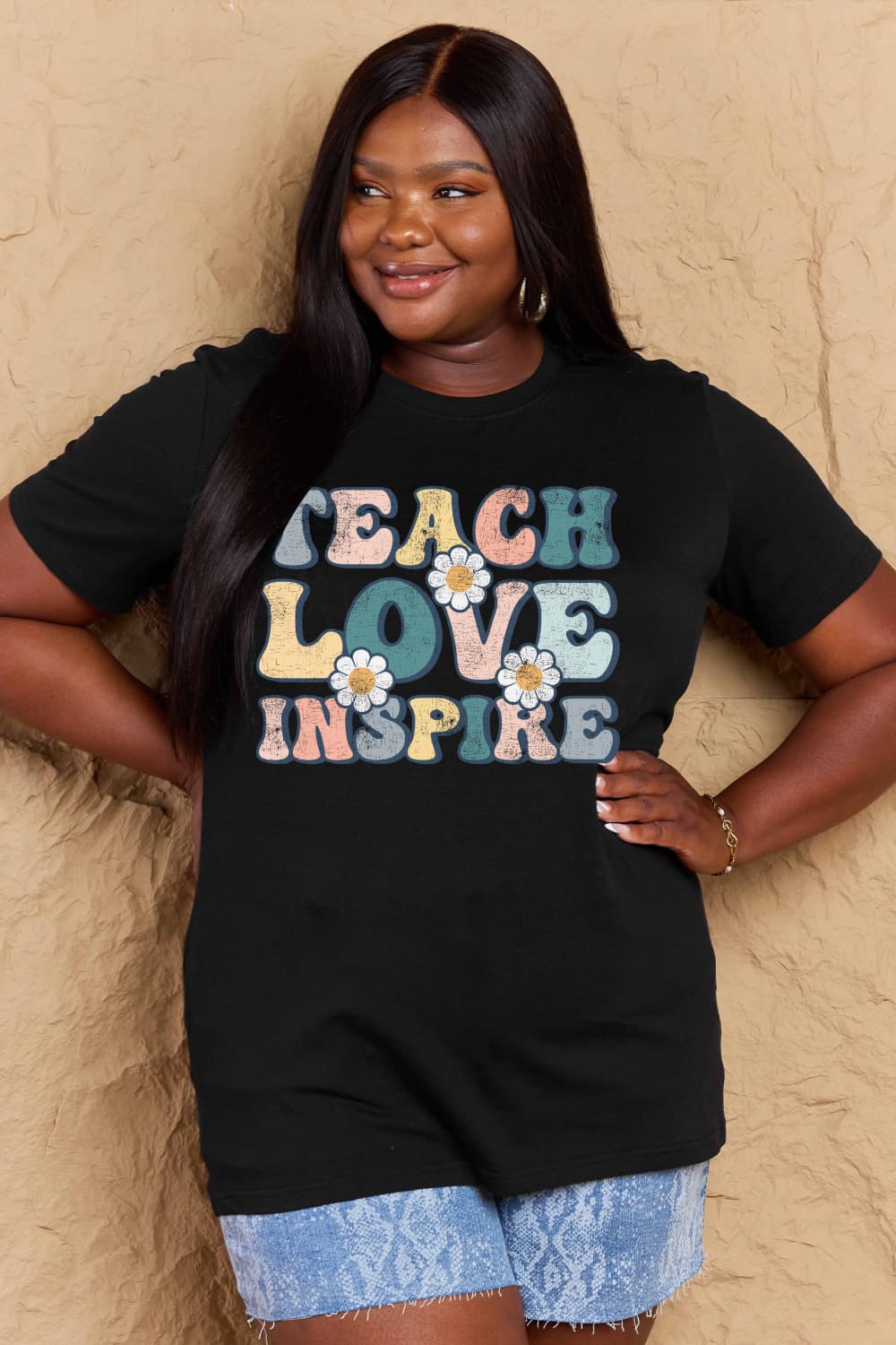 Simply Love Full Size TEACH LOVE INSPIRE Graphic Cotton T-Shirt