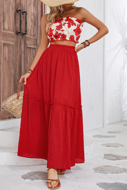 Floral Tube Top and Maxi Skirt Set