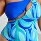 Plus Size Printed Ring Detail One-Shoulder One-Piece Swimsuit
