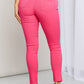 YMI Jeanswear Kate Hyper-Stretch Full Size Mid-Rise Skinny Jeans in Fiery Coral